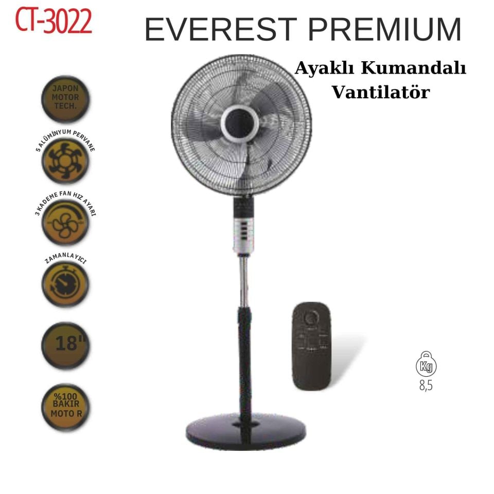 Cata Everest Premium Ayaklı Vantilatör Kumandalı