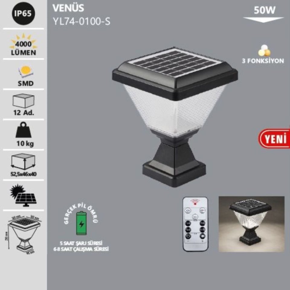Noas 50W Venüs Solar Set Üstü (3 Renk + Kumandalı)