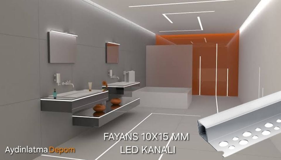 Alüminyum 10x15 MM Fayans Led Kanalı (3 Metre Boyu)