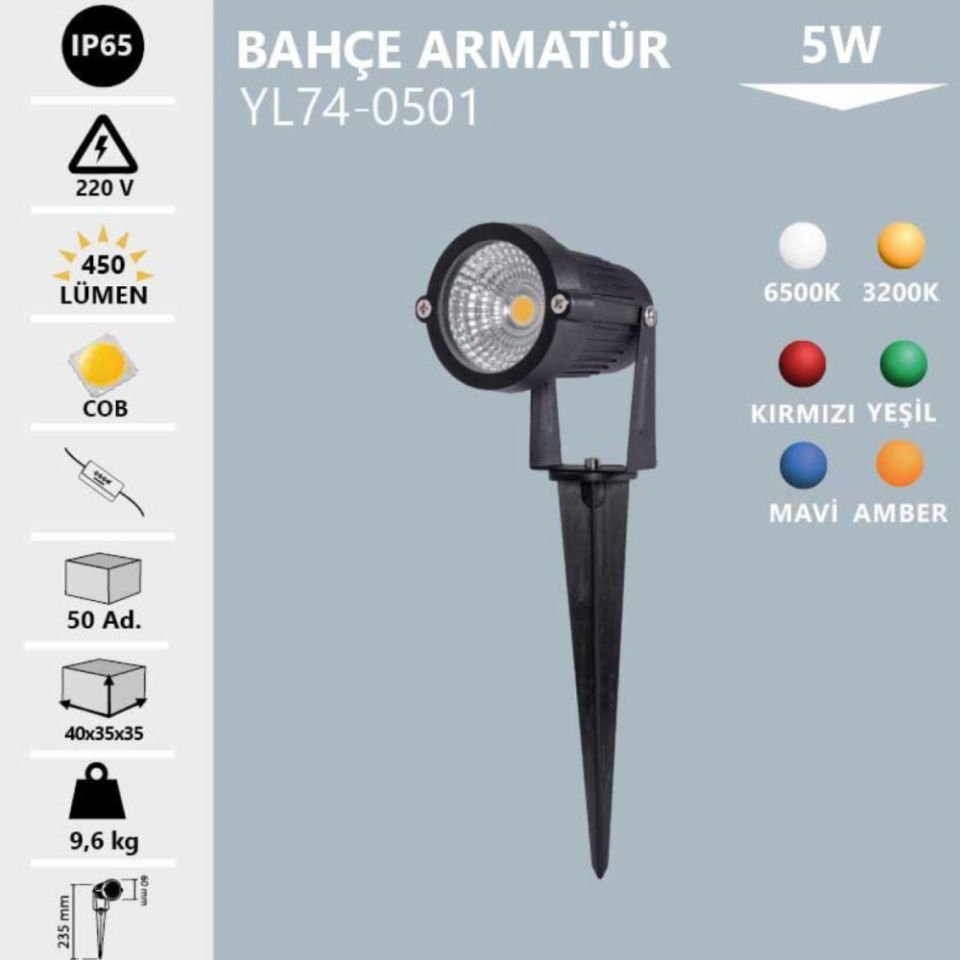 Noas 5W Led Bahçe Armatürü Gün Işığı