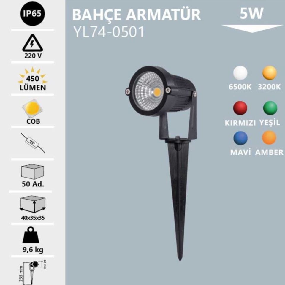 Noas 5W Led Bahçe Armatürü Yeşil Renk