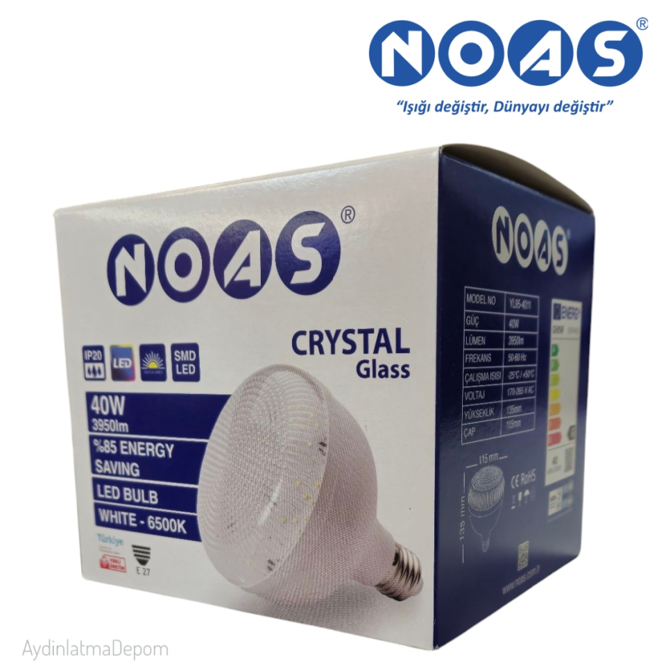 NOAS 40W KRİSTAL TORCH AMPUL BEYAZ