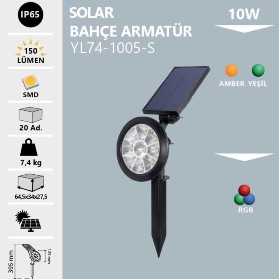 Noas 10W Led Slr Bahçe Armatürü Amber Renk