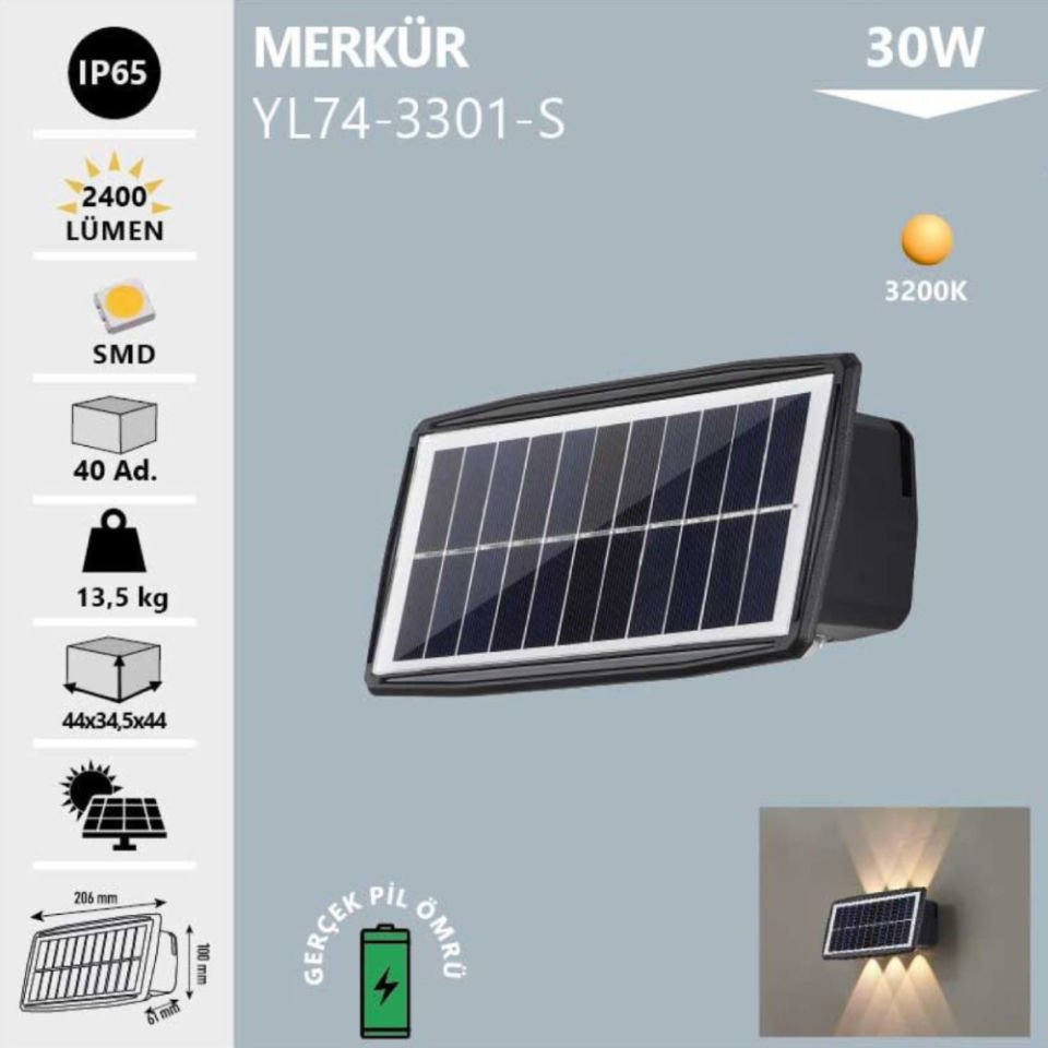 Noas 30W Merkür Solar Aplik Günışığı