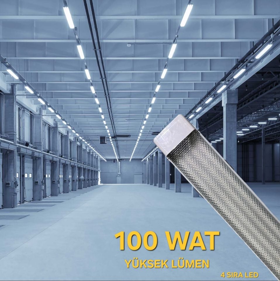 Noas 100W Ip20 120 Cm Etna Bant Armatür Beyaz Işık -4 Sıra Ledli