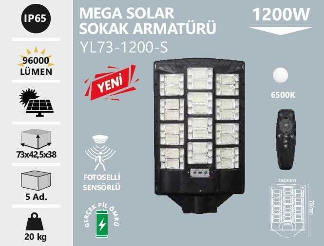Noas Mega 1200W Solar Sokak Armatürü