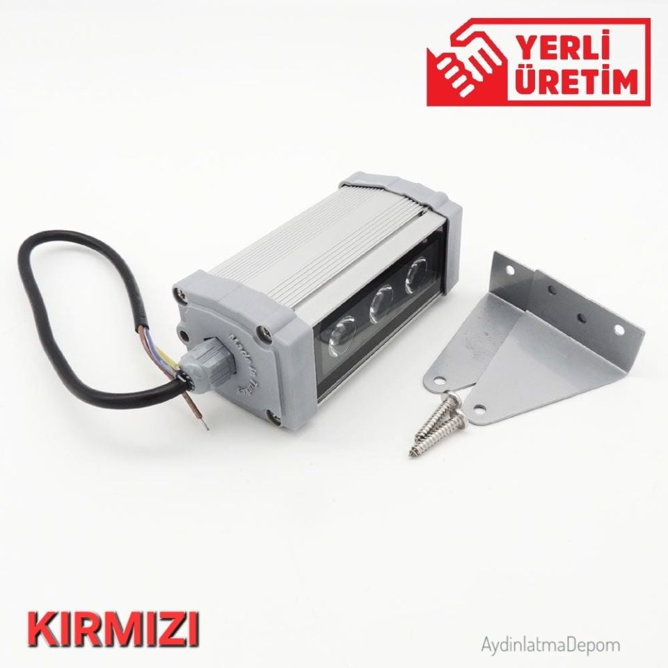 3W Led Wallwasher 10Cm Kırmızı