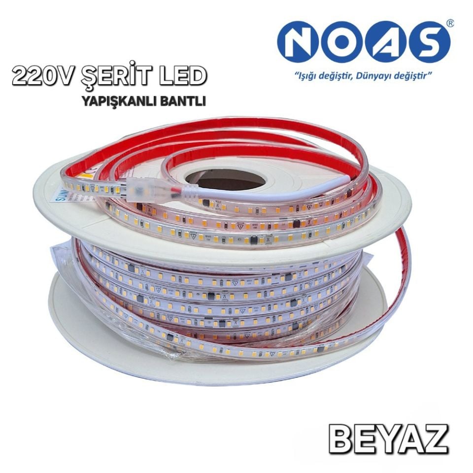 Noas 220V Trafosuz Şerit Led Beyaz Işık (120 Ledli)