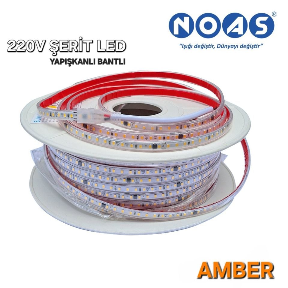 Noas 220V Trafosuz Şerit Led Amber(120 Ledli)