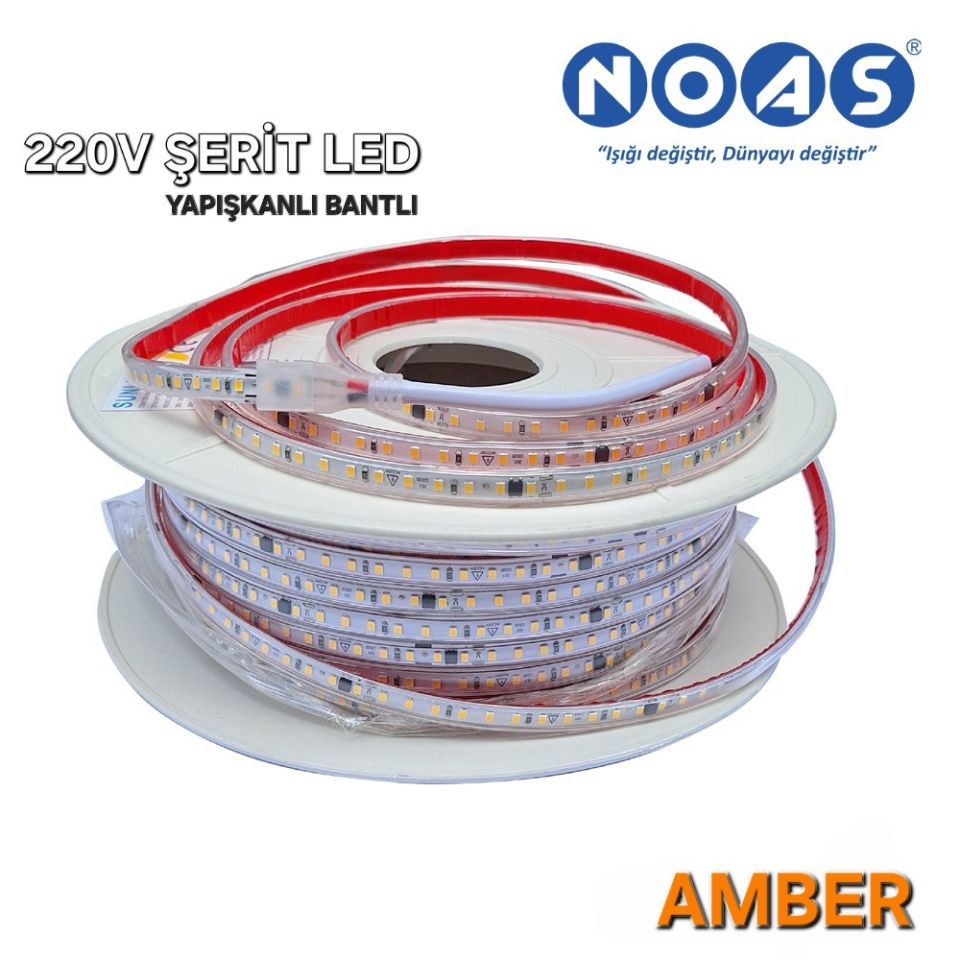 Noas 220V Trafosuz Şerit Led Amber(120 Ledli)