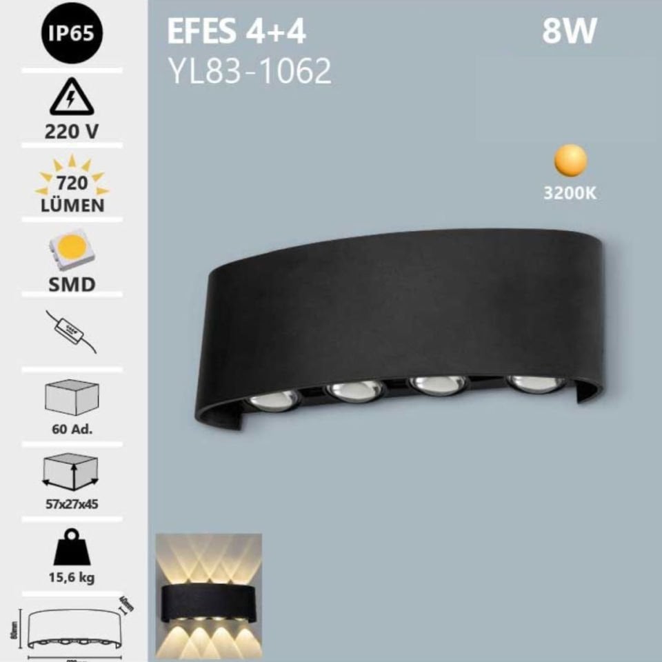 Noas 8W Dış Mekan Aplik Günışığı- Efes 4+4