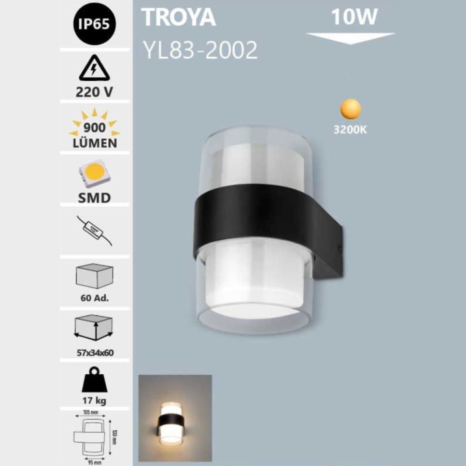Noas 10W Dış Mekan Aplik Günışığı- Troya