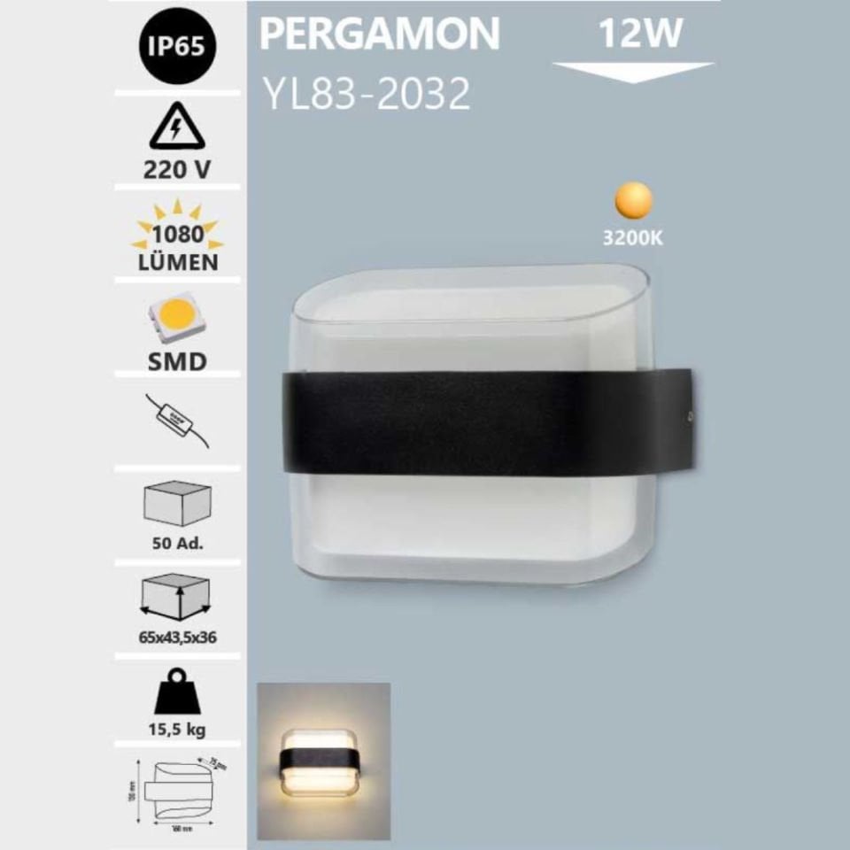 Noas 12W Dış Mekan Aplik Günışığı- Pergamon