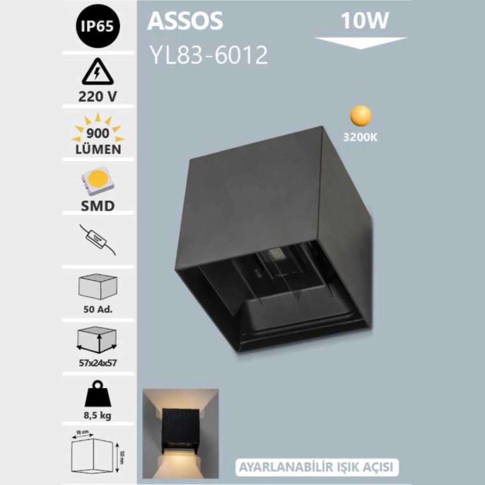 Noas 10W Dış Mekan Aplik Günışığı- Assos