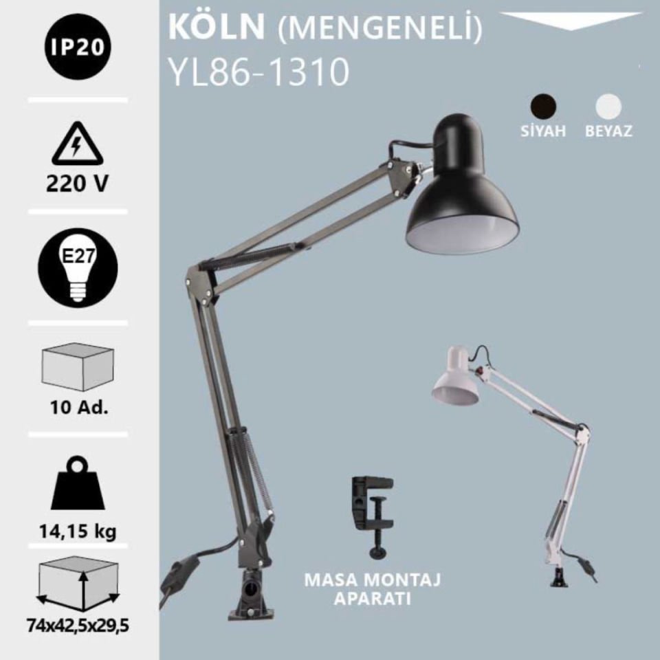 Noas E27 Duy Beyaz (Mengeneli) Masa Lambası - Köln