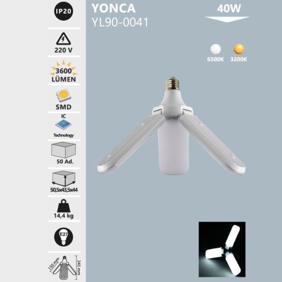 Noas 40W Yonca Ampul Beyaz Işık