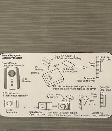 Cata Kablosuz Uzaktan Kumandalı Pilli Zil