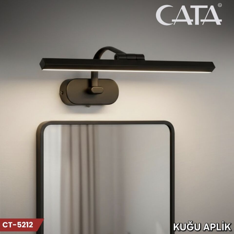 Cata 7W Kuğu Siyah Kasa Ledli Tablo Aplik Beyaz Işık