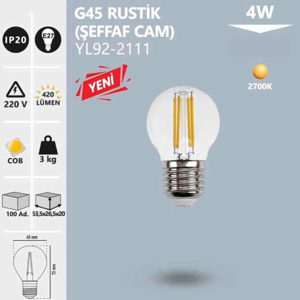 4W G45 Rustık Ampul 2700K   - E27