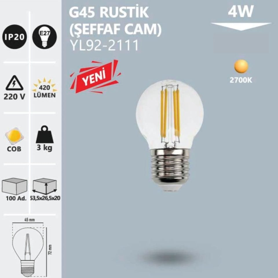 4W G45 Rustık Ampul 2700K   - E27