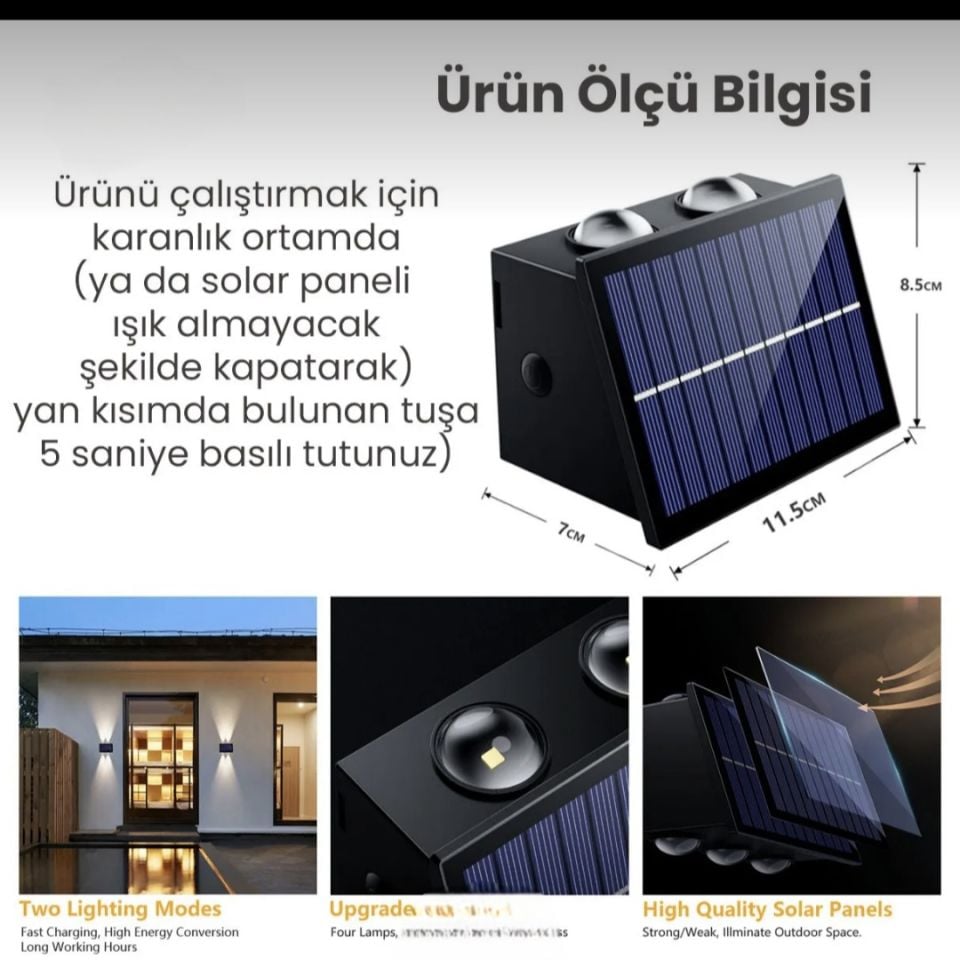 HELIOS 20W SOLAR ÇİFT YÖN DUVAR APLİK