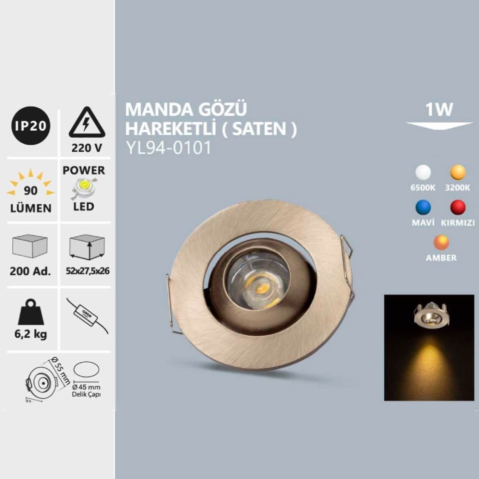 Noas 1W Manda Gözü Hareketli  Gün Işığı