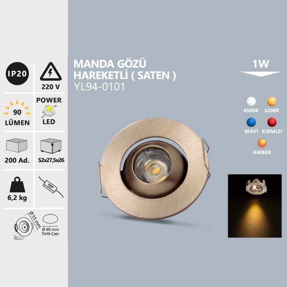 Noas 1W Manda Gözü Hareketli  Amber