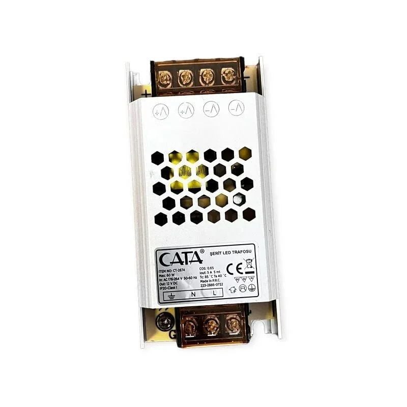 Cata 5 Amper İç Mekan Fansız Slim Şerit Led Trafo