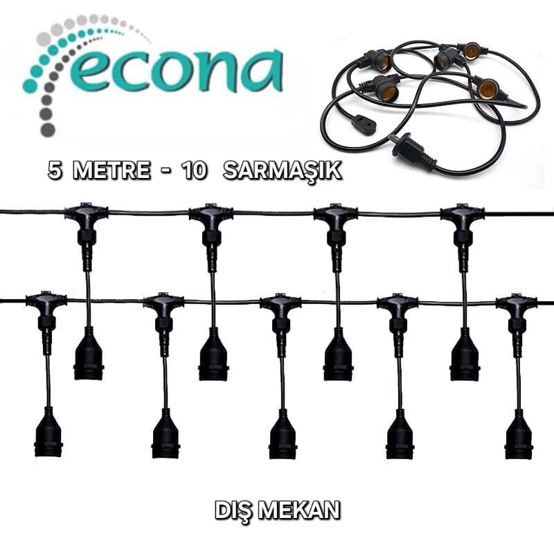 Econa 5 Metre 10 Duy Sarmaşık Dış Mekan Eklenebilir Duy