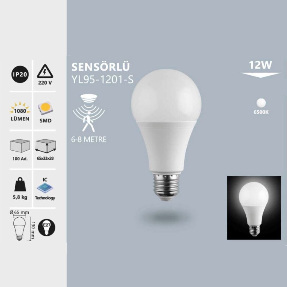 Noas 12 W Sensörlü Led Ampul Beyaz Işık
