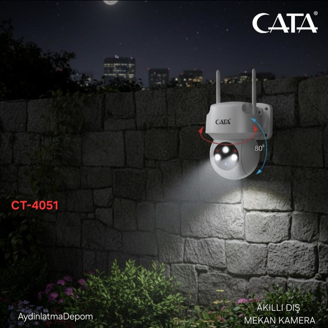 Cata Sensörlü Akıllı Dış Mekan Güvenlik Kamerası