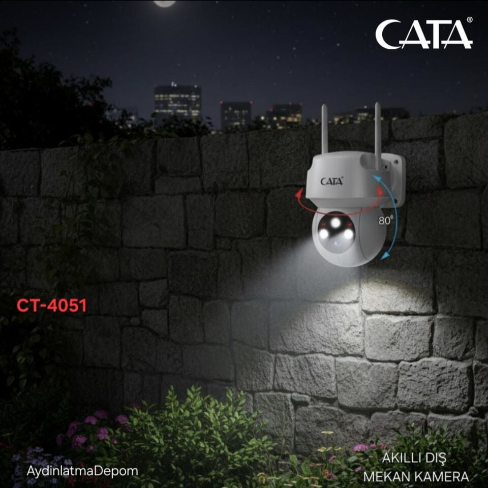 Cata Sensörlü Akıllı Dış Mekan Güvenlik Kamerası