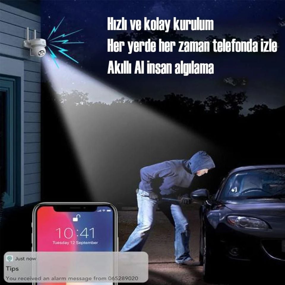 Cata Sensörlü Akıllı Dış Mekan Güvenlik Kamerası