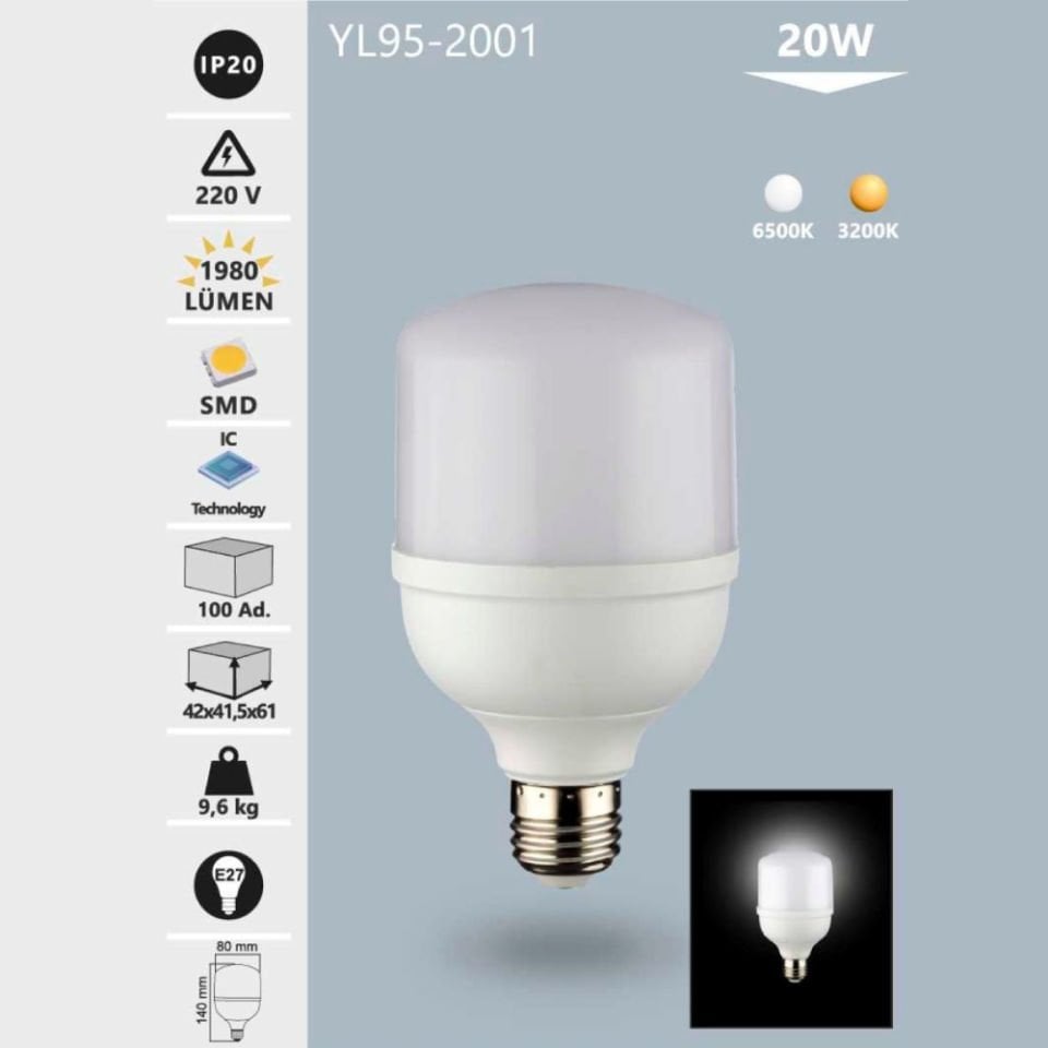 Noas 20W Led Torch Ampul Beyaz Işık