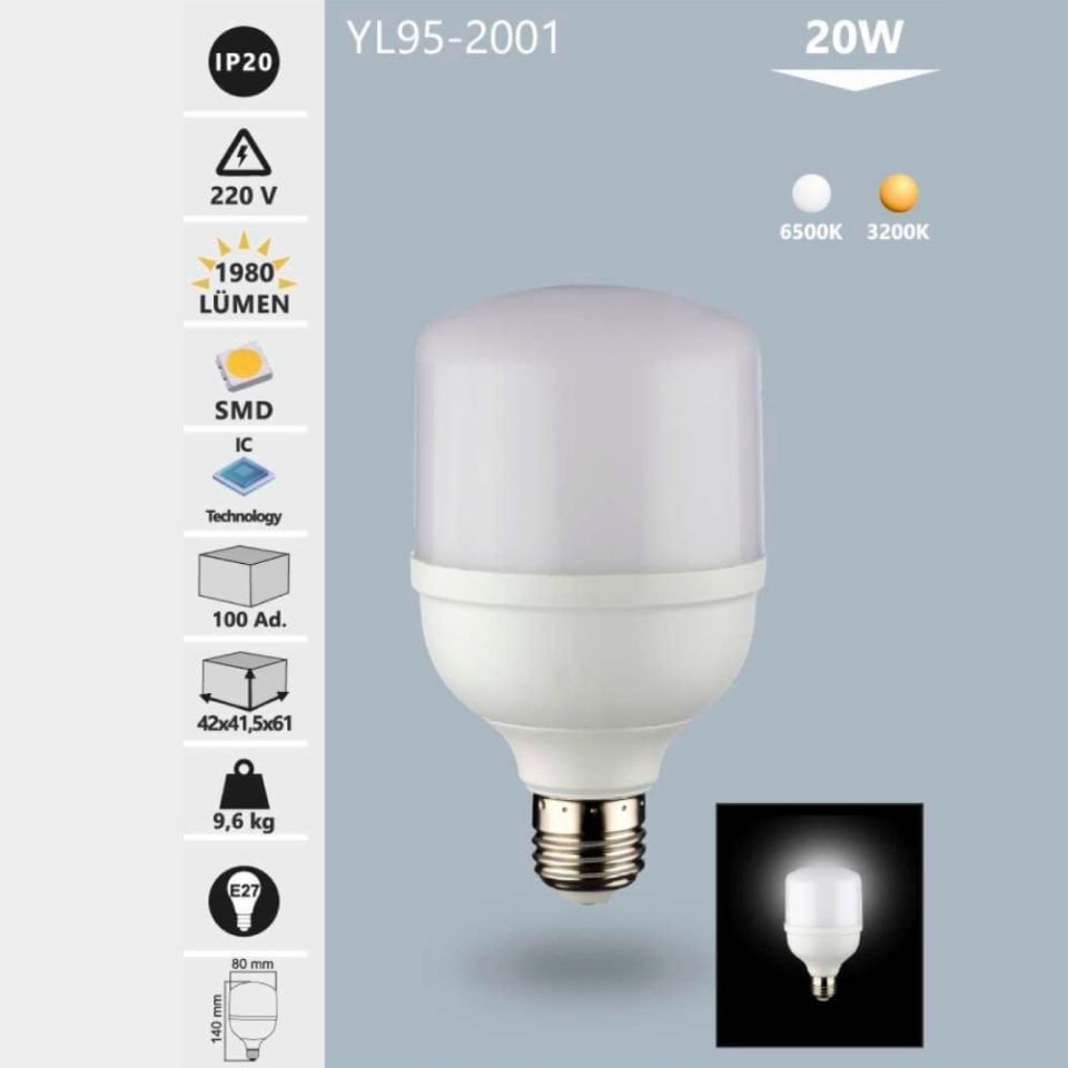 Noas 20W Led Torch Ampul Gün Işığı