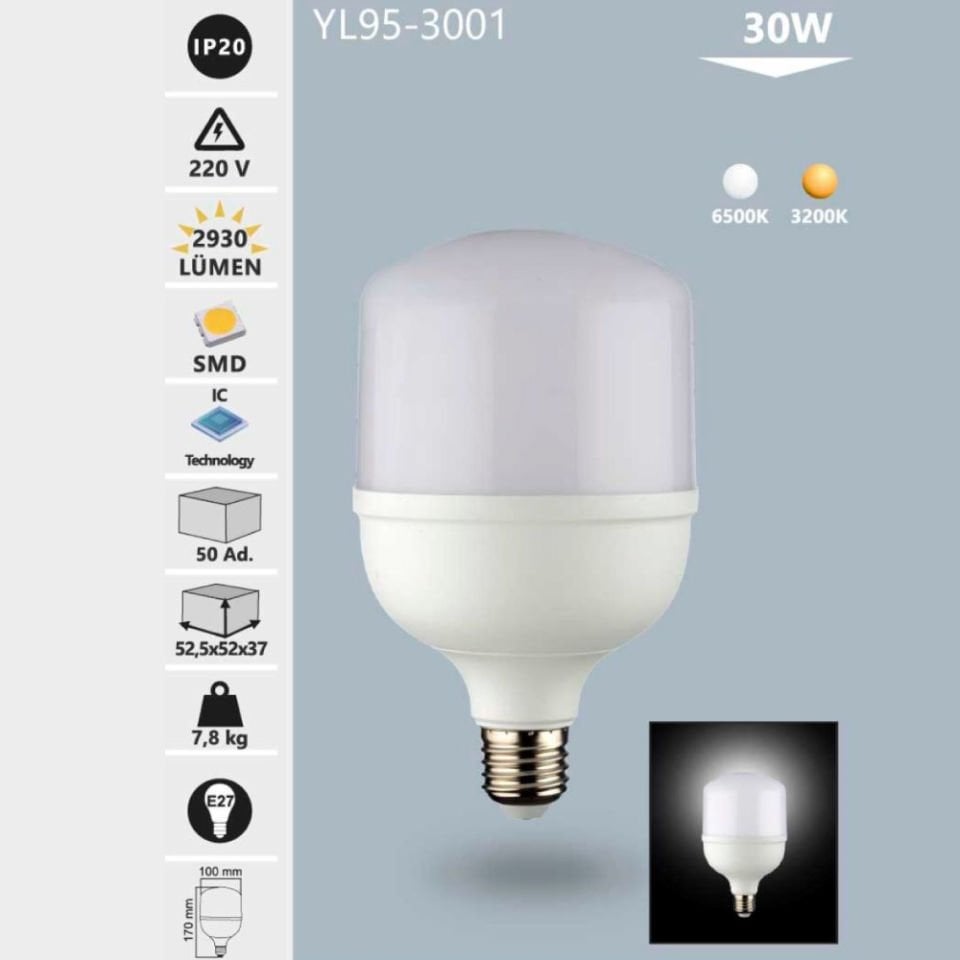 Noas 30W Led Torch Ampul Beyaz Işık