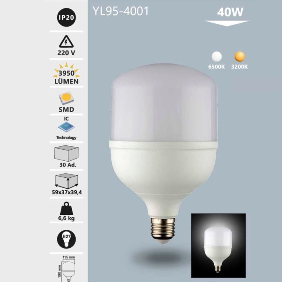 Noas 40W Led Torch Ampul Beyaz Işık