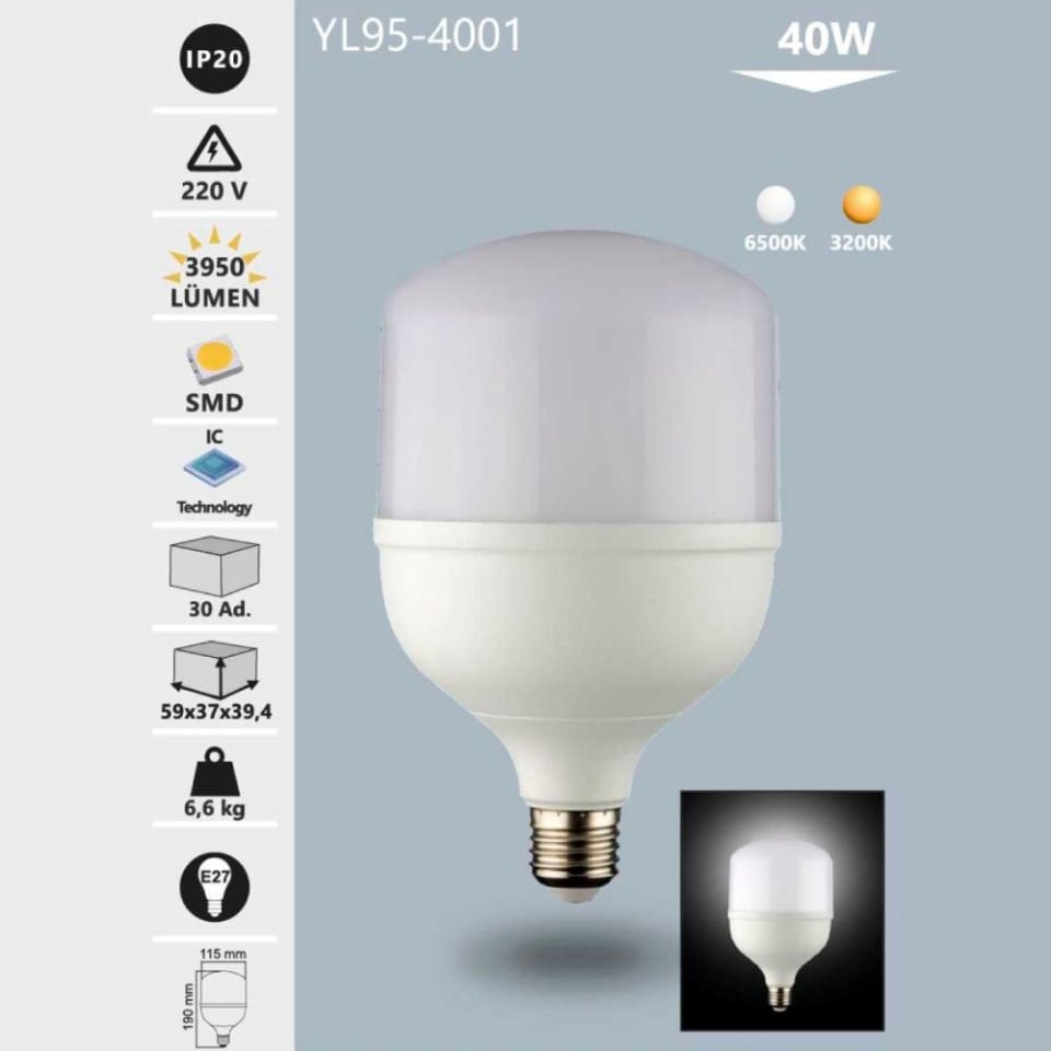 Noas 40W Led Torch Ampul Gün Işığı