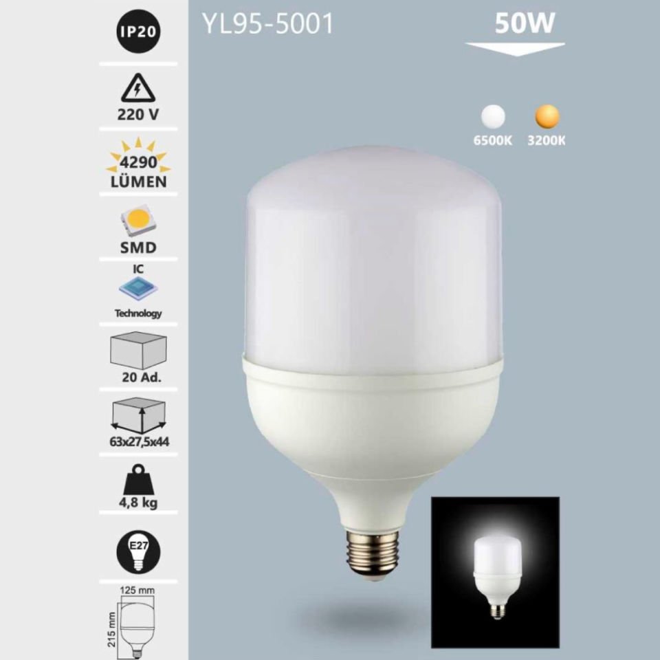 Noas 50W Led Torch Ampul Beyaz Işık