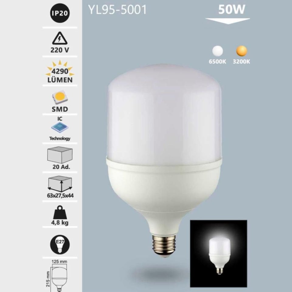 Noas 50W Led Torch Ampul Gün Işığı