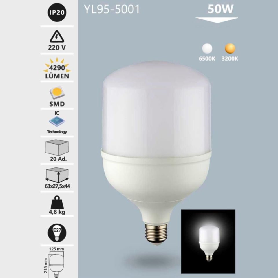 Noas 50W Led Torch Ampul Gün Işığı