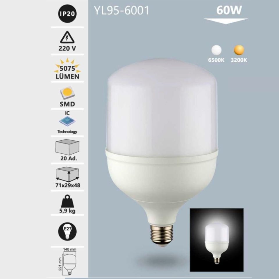 Noas 60W Led Torch Ampul Beyaz Işık