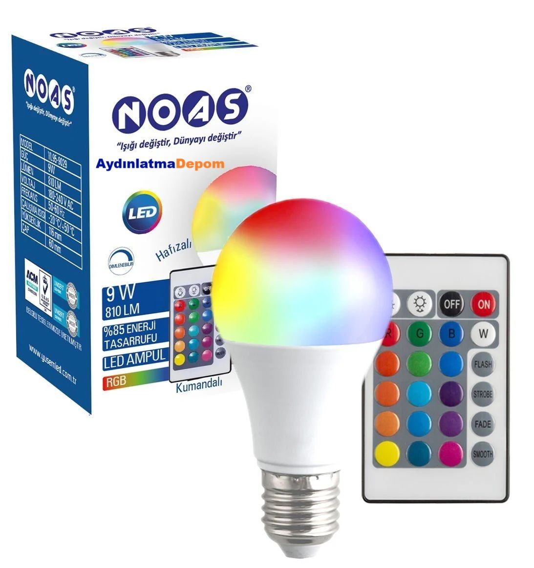 Noas 9 W Rgb Ampul Kumandalı