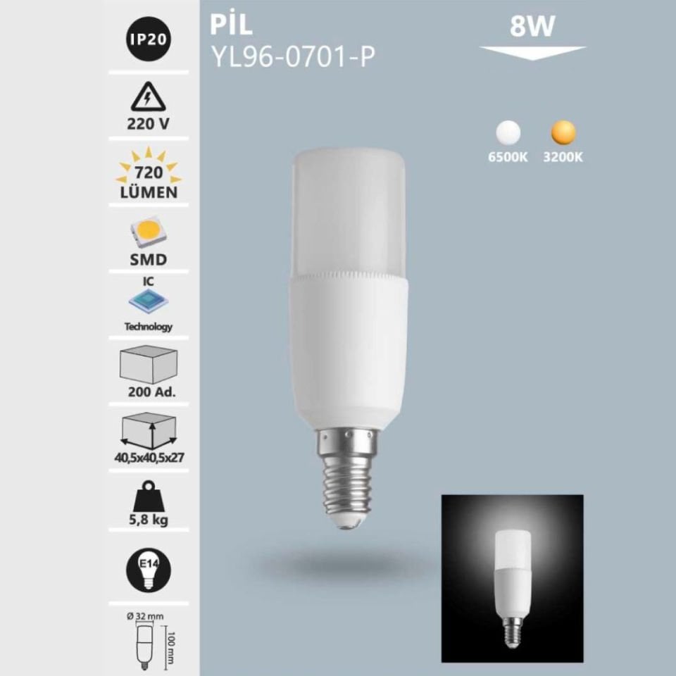 Noas 8 W E14 Pil Led Ampul Gün Işığı