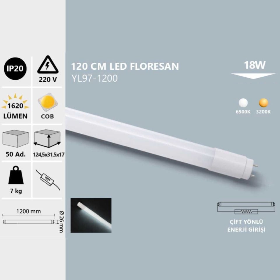 Noas 18W 120 Cm Floresan  Beyaz Işık