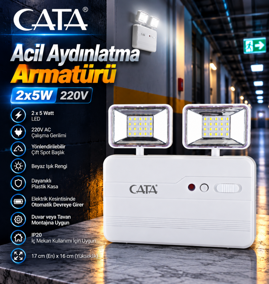 CATA ACİL AYDINLATMA ARMATÜRÜ 2X5W
