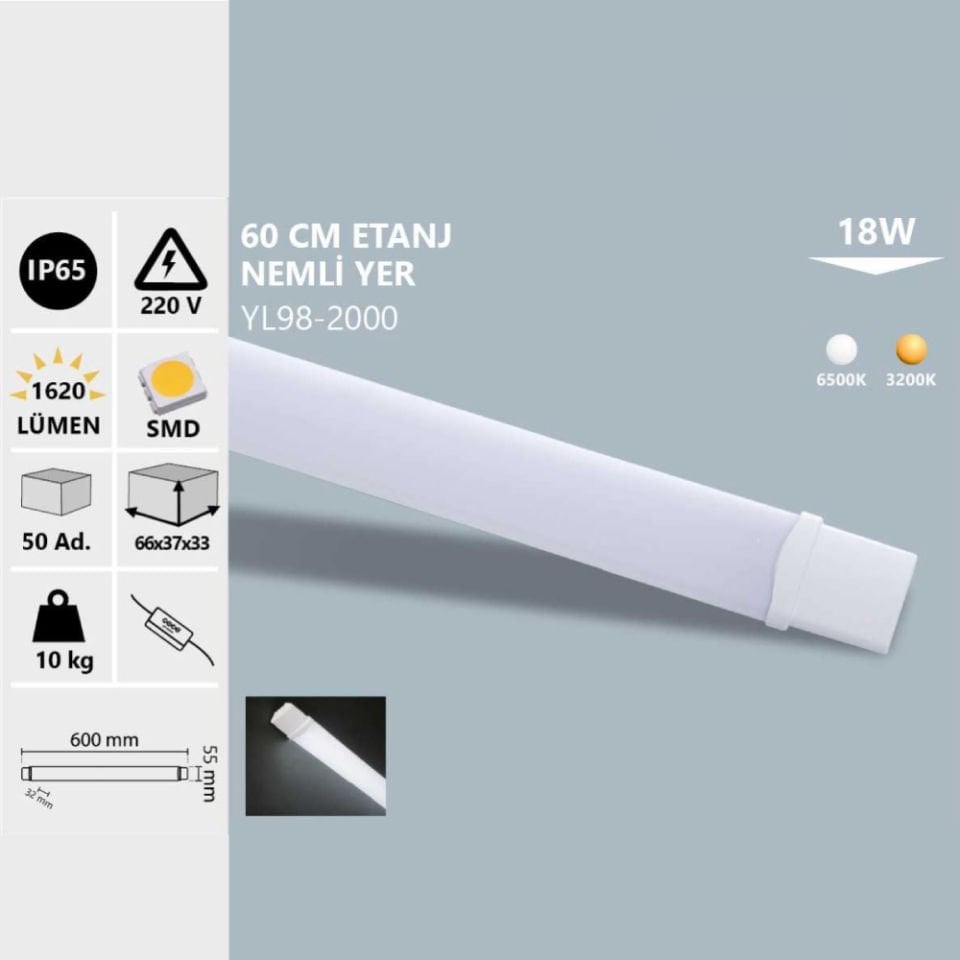 Noas 20W Ip65 60 Cm Etanj Bant Armatür Beyaz Işık