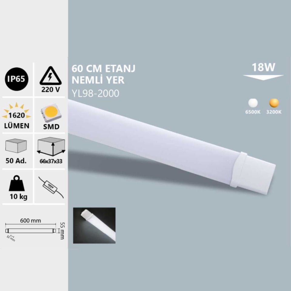 Noas 20W Ip65 60 Cm Etanj Bant Armatür Gün Işığı