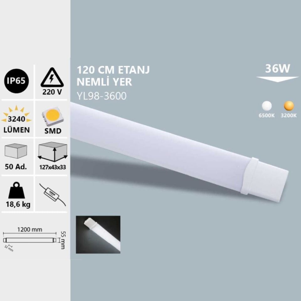 Noas 36W Ip65 120 Cm Bant Armatür Gün Işığı