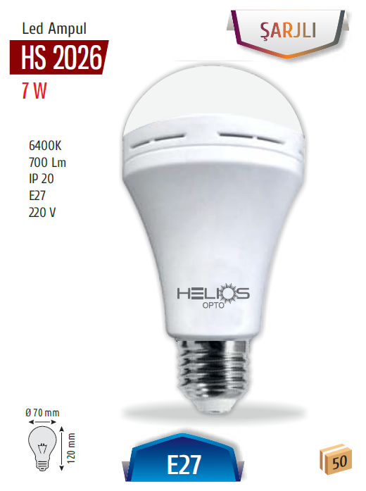 HELİOS ŞARJLI 9W LED AMPUL BEYAZ